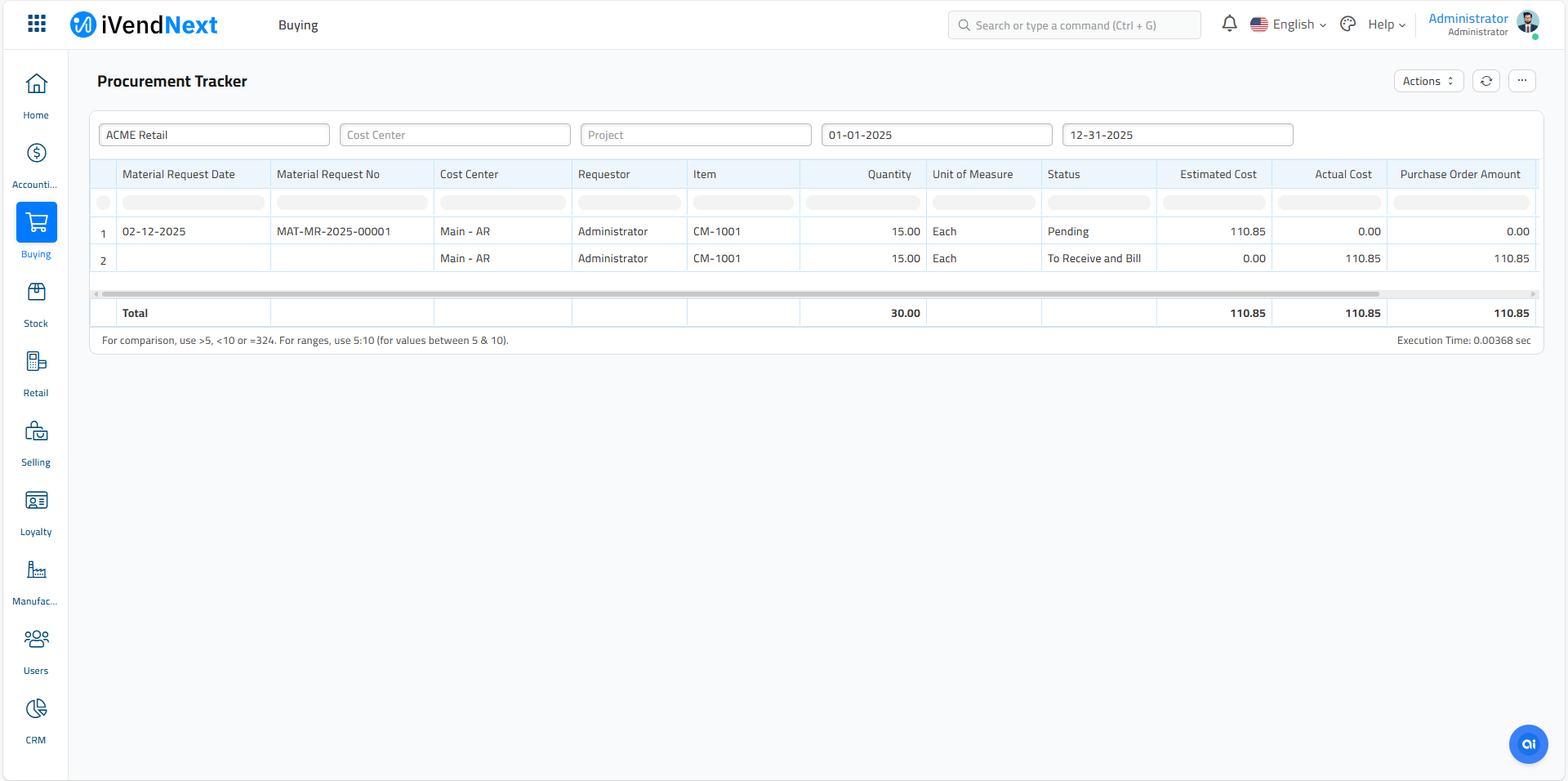 Procurement Tracker - 2025